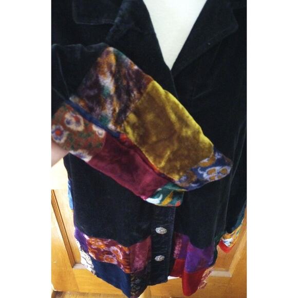 Coldwater Creek velvet Jacket Black Colorful Patchwork Boho Shacket Sz M - Picture 5 of 7